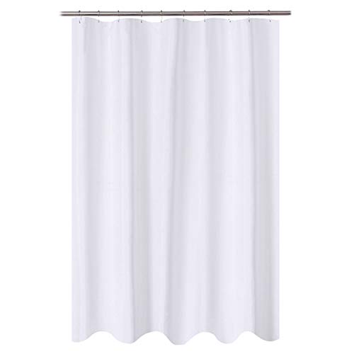 Image of N&Y HOME Fabric Shower Curtain Liner 60 x 78 inch Long Stall Size, Hotel Quality, Washable, Water Repellent, White Bathroom Curtains with Grommets, 60x78