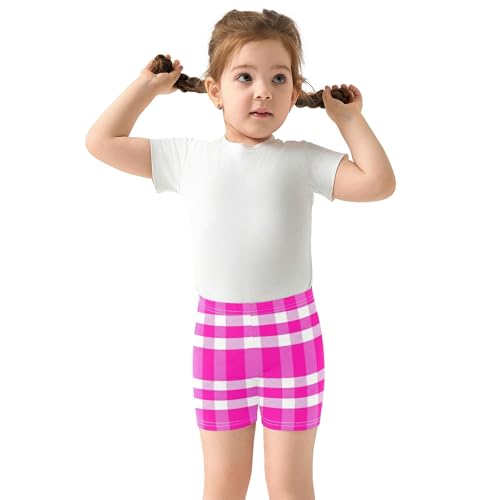 White Pink Plaid Toddler Biker Shorts for Girls Cotton Under Dress Shorts Funny 4t Summer Clothes3