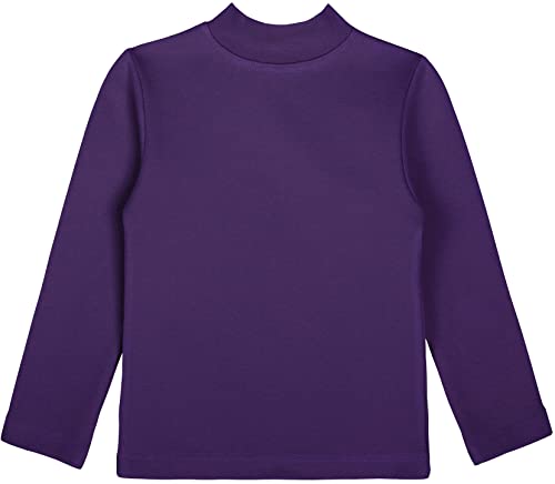 Image of Lilax Girls' Basic Long Sleeve Mock Turtleneck Cotton T-Shirt