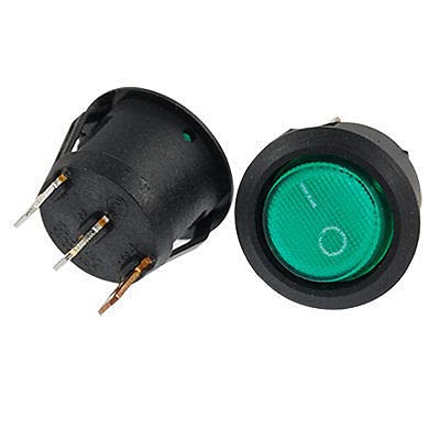 Interrupteur SPST marche-arrêt 250V bouton bascule rond voyant vert AC