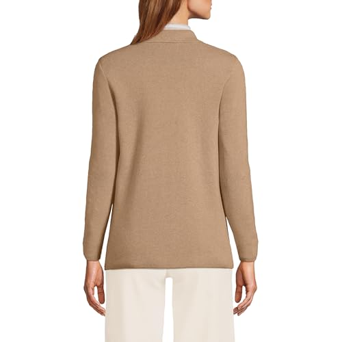 Image of Lands' End Womens FG Ctn Btn Front Blazer Sweater Vicuna Heather Petite X-Large
