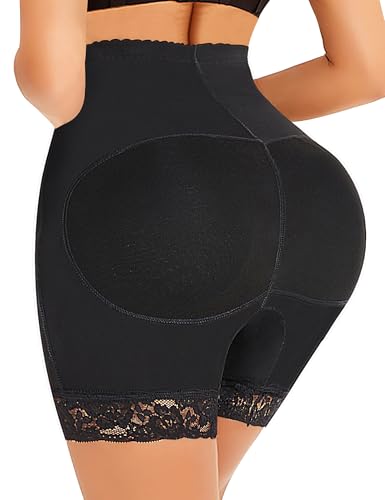 Image of DERCA Padded Underwear for Women Butt Lifter Seamless Booty Pads Butt Enhancer Panties Lace Shapewear Boyshorts