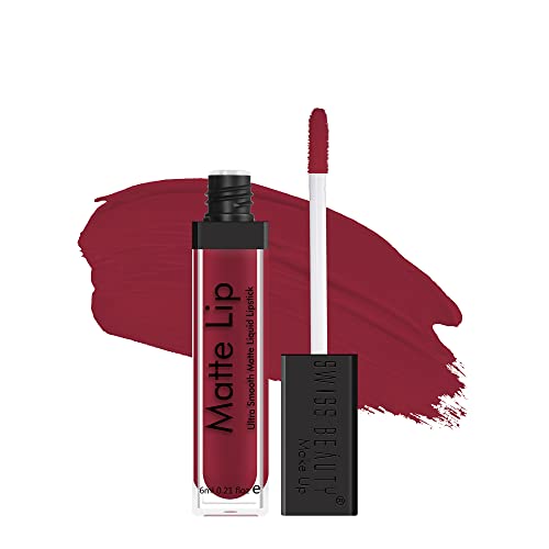 Image of Swiss Beauty Ultra Smooth Matte Lip Liquid Lipstick, Smooth Lip Color, Weightless Finish, Silky Matte Finish, Shade- Pure Red, 6ml