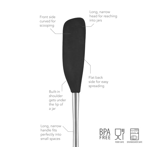 Grattoir à bocaux Flex-Core spatule silicone manche acier inoxydable noir