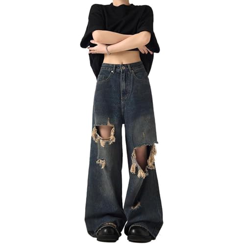 Men's American Retro Denim Jeans Wide Leg Trousers