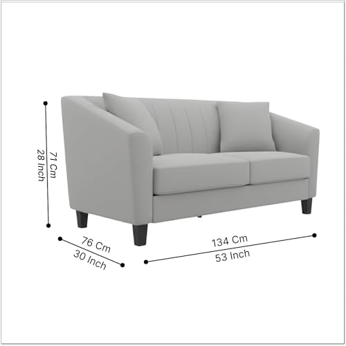 Image of Avion Natalia 3+2 Seater Sofa Set with Ottoman for Living Room Light Grey | Modern 6 Person Sofas Furniture | Fabric Sofa Set 6 Seater Couch for Guests Room Festival Gifts