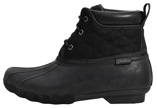 Skechers Women's Pond-Lil Puddles-Mid Quilted Lace Up Duck Boot with Waterproof Outsole Rain4
