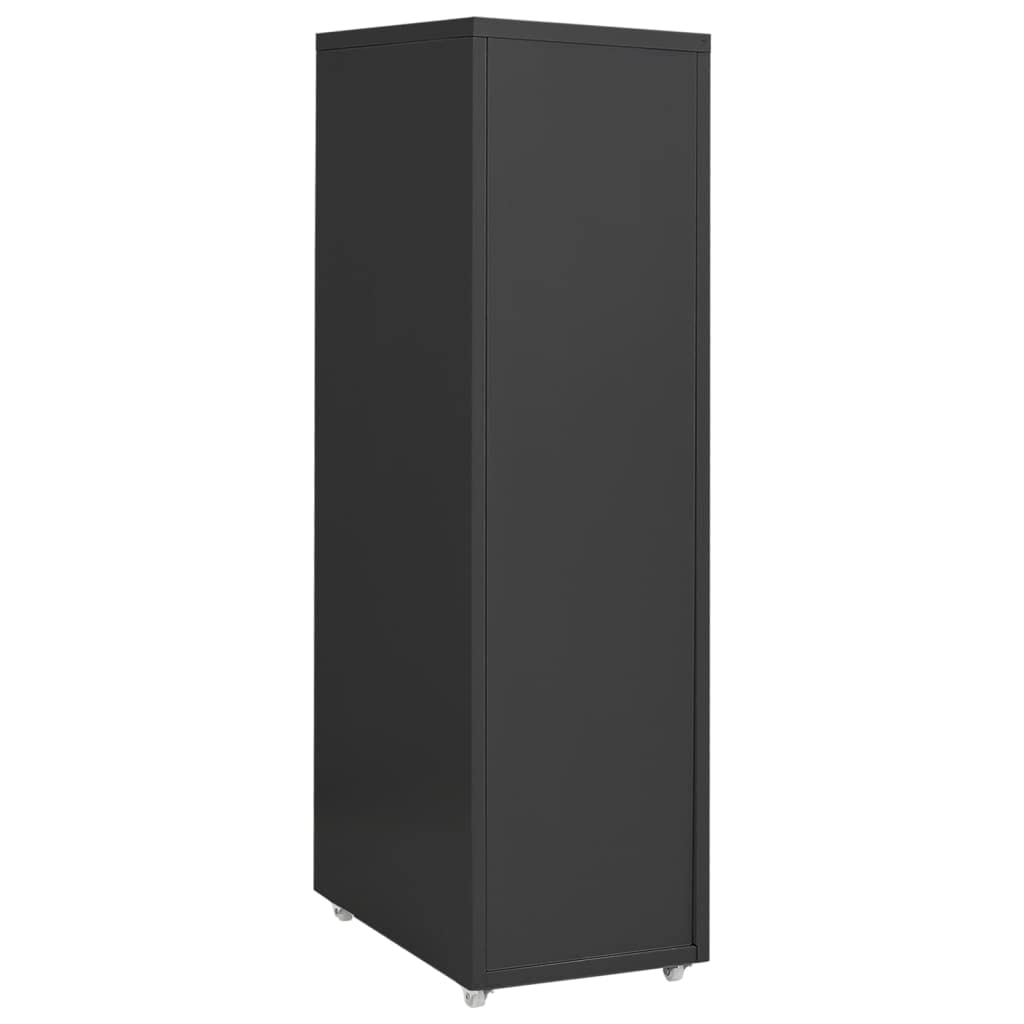 Schedario Mobile Antracite 28x41x109 cm in Metallo-Cassettiera,Mobiletto da Ufficio con Serratura,Regolabile per Cartelle Sospese,Superficie Testurizzata,per Ufficio,Studio