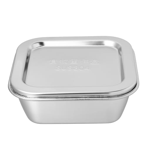 BESPORTBLE Beurrier Carré en Acier Inoxydable Couvercle Hermétique, Boîte de Conservation Alimentaire pour Beurre et Saindoux, Adapté Stockage Froid