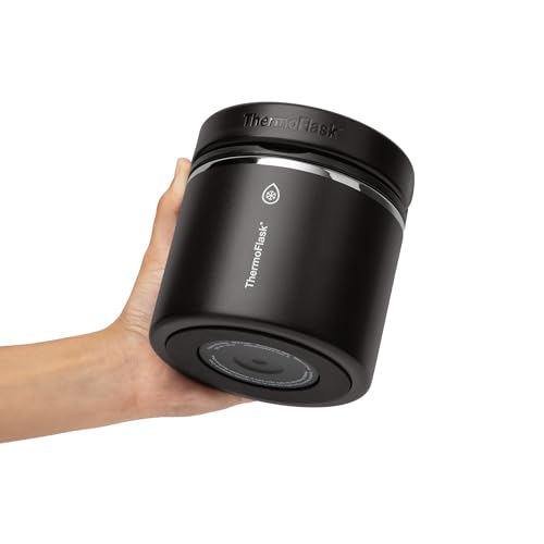 Image of ThermoFlask Insulated Food Jar with Leakproof Lid (20 oz, Black) - Stainless Steel Food Containers for Hot & Cold Meals, Lunch, Soup & Snacks