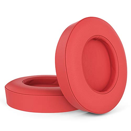 Replacement Ear Pads for Beats Studio 2 & 3 (B0501, B0500) Wired & Wireless | Softer Leather Cushions, High Density Memory Foam | Enhanced Noise Cancellation & Stronger Adhesive (Red)