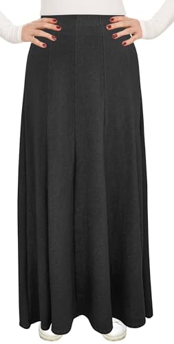 BABY O Women's Lightweight Faux Denim Stretch Knit Ankle Length 12 Panel Skirt - Made in USA