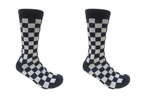 Checkered World Men Cave Trouser Novelty Fun Crew Print Socks for Dress or Casual (2 Pack)(Size 10-13)