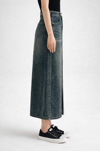 Image of ODDMONKEY Women High Waist Denim Skirt | Skirt for Women | Long Straight Fit Skirt |Long Skirt for Women