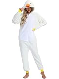 DKRUW Adult Onesie Pajamas Animal One Piece Duck Costume Halloween Cosplay for Women Men (Duck, Large)