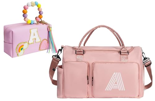 Initial Makeup Bag + Travel Duffel Bag for Girls