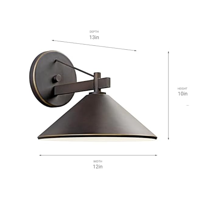 Kichler Ripley 12 Outdoor Wall Light in Olde Bronze?, 1-Light Exterior Wall Sconce, (12 W x 10 H), 49061OZ