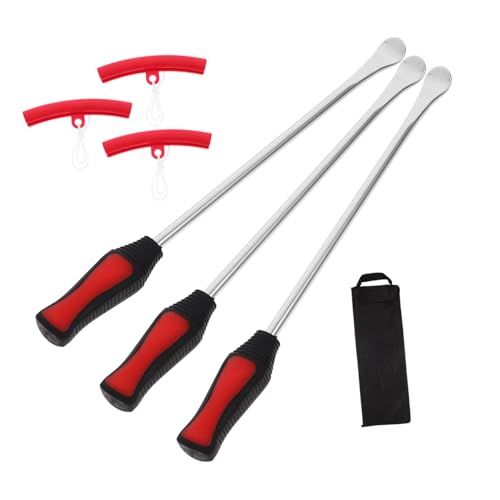 Cabilock 1 Set Motorcycle Tire Changing Tool Kit with Tire Spoons Valve Cores Rim Protectors for Easy Use Motorcycles Bicycles Cars Ergonomic Grip Versatile Application