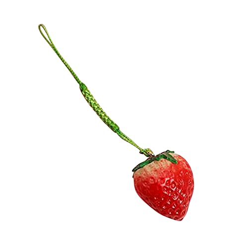 ikasus Smartphone Strap Mobile Phone Pendant Chain Camera Lanyard Strawberry Decor Rope Fruit Cute Key Pendant Phone Pendant Bag Ornament Phone Decoration Gift for Girl Green Rope