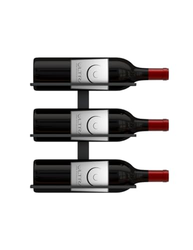 Image of Ultra Wine Racks Max Reveal Wall Mounted Wine Rack - Black Metal Wall Rails, 1 ft (3 Bottles)