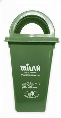 Image of Milan Plastic Garbage Dustbin With Dome Lid 60 Litre Assorted