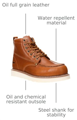 Image of Golden Fox Work Boots 6 inch Men's Moc Toe Wedge Comfortable Boot for Construction