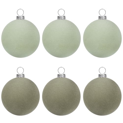 KI Store 6pcs Velvet Ball Ornaments Sage Green 2.36-Inch for Christmas Tree Party Winter Wedding Baby Shower First Christmas Decorations