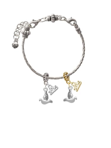 Delight Jewelry Silvertone 2-D Small Dove - Gold-tone Rope Charm Bead Dangle with Mini 20253