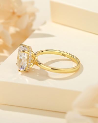 4CT/4.5CT Elongated Cushion Cut Engagement Rings for Women, Simulated Diamond Ring, 925 Sterling Silver 18K White/Yellow Gold Plated Promise Ring3