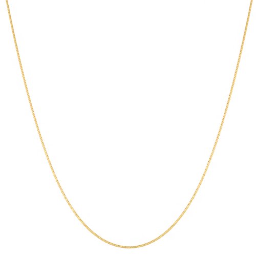Kooljewelry 14k Yellow Gold 0.7 mm Thin Curb Link Chain Necklace (16 inch)