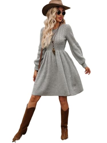 Women's 2025 Casual Sweater Dresses Casual Loose Raglan Sleeve Knit Dress