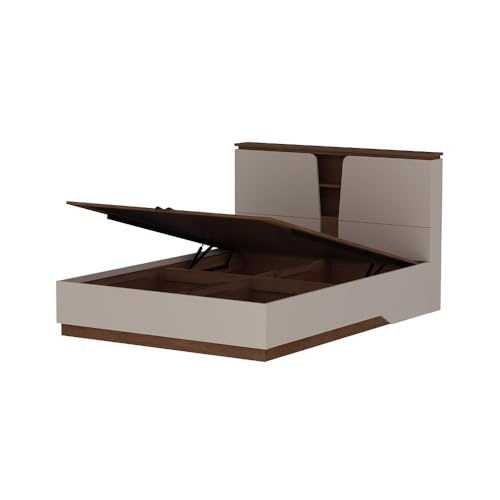 Image of Wakefit Bed | 3 Yr Warranty | Bed Queen Size, Comes with Hydraulic Storage, Noise-Free, Density: 680-750 kg /m, Termite & Borer Resistant, Fits Mattresses Up to 8 inches (Kora 78x60- Columbian Walnut)