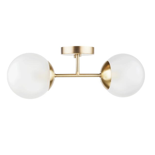 Image of Globe Electric Celestia 2-Light Wall Sconce, Matte Brass, Frosted Glass Shades