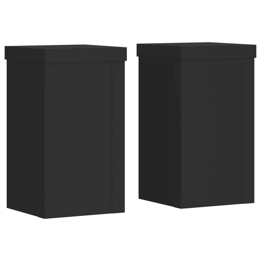 Vidaxl (Black, 10 X 10 X 18 Cm) Plant Stands Garden Plant Pot Holder Flower Stand 2 Pcs Engineered Wood