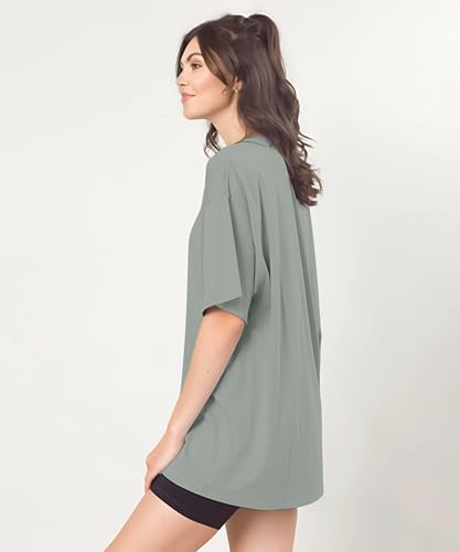 Image of SHODOX Women's Cotton Blend Oversized Drop Shoulder Solid T-Shirt(Pack of 1)