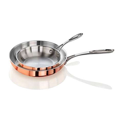 Artaste 56587 Rain Tri-Ply Copper Clad Induction Ready Fry Pan Set, 8-Inch and 12-Inch Cover
