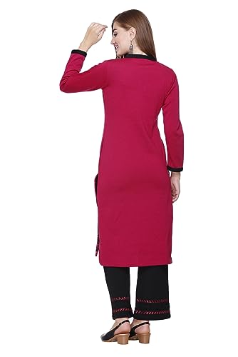 Image of Rosary Women's Woolen Winter Embroidered Kurta with Palazzo | Warm Ethnic Suit Set - 2 Piece Outfit