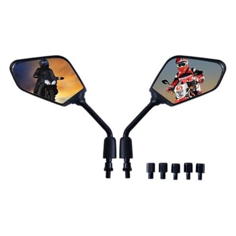 Motobiker 1Pair Heavy Duty Motorcycle Rear View Side Mirrors-8mm 10mm Clockwise Threaded Mounting Bolt-Fits Compatible with Kawasaki, Suzuki, Honda, Victory and More Cover