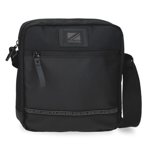 Pepe Jeans Stratford Sac à bandoulière Porte-Tablette Noir 23 x 27 x 7 cm Polyester by Joumma Bags, Noir, Talla única, Sac à bandoulière pour Tablette
