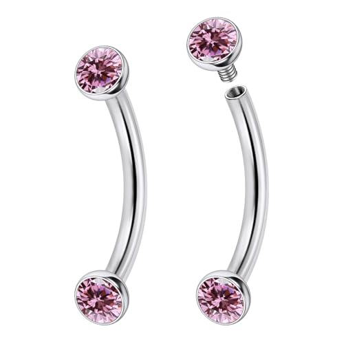 Jenxnjsjo F136 Titanium 16g 6mm Eyebrow Rook Snug Vertical Labret Lip VCH Snake Eyes Anti Tragus Christina Daith Earrings Ring Bridge Hood Surface Curved Barbell Piercing Jewelry for Women Men