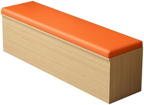 Fioletowa ławka do przechowywania z ukrytą półką, tapicerowane siedzisko, łatwa do czyszczenia, idealna do wejścia lub salonu, długość 140 cm