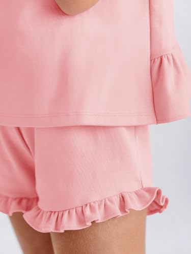 Image of Haloumoning Girls Summer Clothing Sets Ruffle Tank Tops and Shorts | 2 Piece Outfits