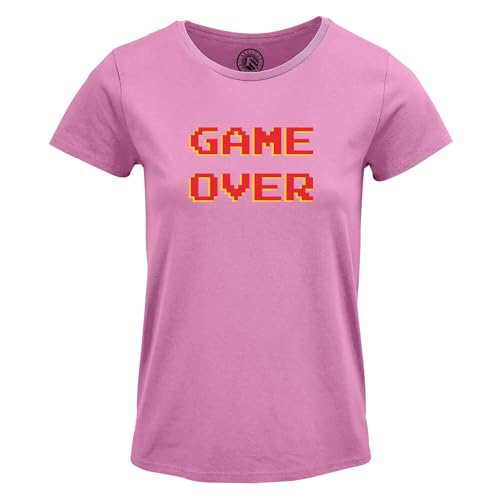 T-Shirt Femme Col Rond Game Over style vintage arcade jeux video 8 bits en tissu doux