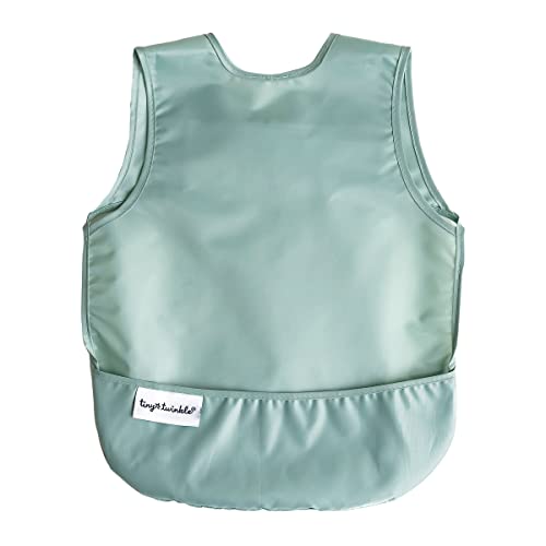 Image of Tiny Twinkle Mess Proof Baby Bib for Boys | Waterproof Toddler Bib for Eating | Baby Apron for Feeding, Machine Washable | Perfect Shower Gift (Sage Green, 6–24M)