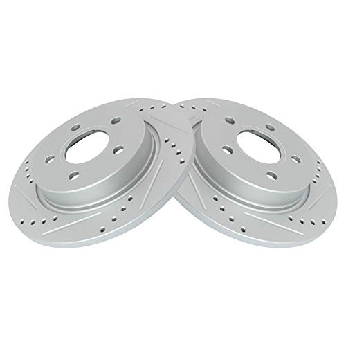 TRQ Rear Performance Brake Rotor Drilled Slotted Pair Set for 2012-2017 Ford Focus