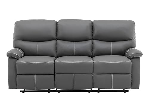 Vente-unique-Couchgarnitur Relax 3+2+1 - Kunstleder - Grau - Canby – Bild 4