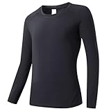 [Nesseo] スポーツインナー キッズ 長袖 アンダーシャツ コンプレッション ウェア シャツ ジュニア ストレッチ [ UVカット 吸汗速乾 ] 3273blk-blk-140