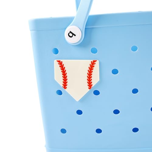 Vagocom Acrylic Baseball Diamond Charm for Bogg Bag and Simply Southern Bag,Sport Style Decorative Accessory for Rubber Tote Bag, White
