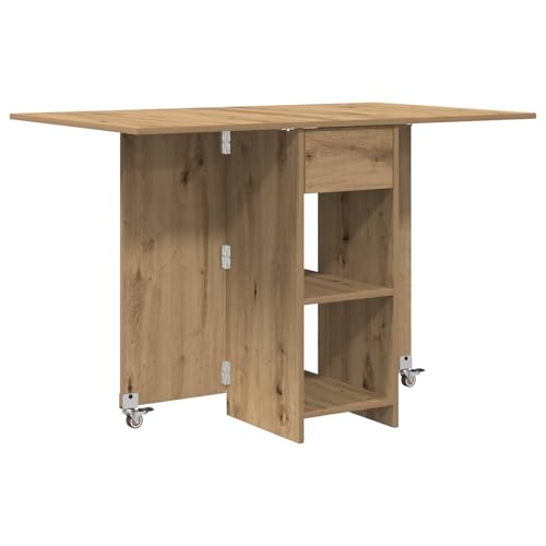 Mesa de comedor extensible de 115x70 cm con 2 estantes y cajón 2