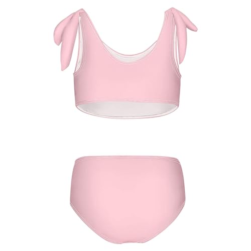 Image of Girls Tankini Swimsuit Bathing Suit Two Piece Bikini Summer Beach Swimwear with Adjustable Strap 3-12 Years Solid Color
